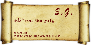 Sáros Gergely névjegykártya